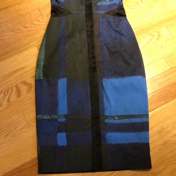 Karen Millen blue graphic fitted dress 4-6 UK 10 - Picture 6 of 9